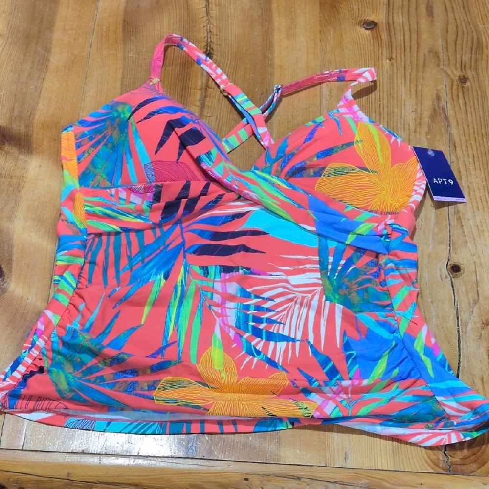 Apt. 9 Coral Tropical Floral Tankini Top